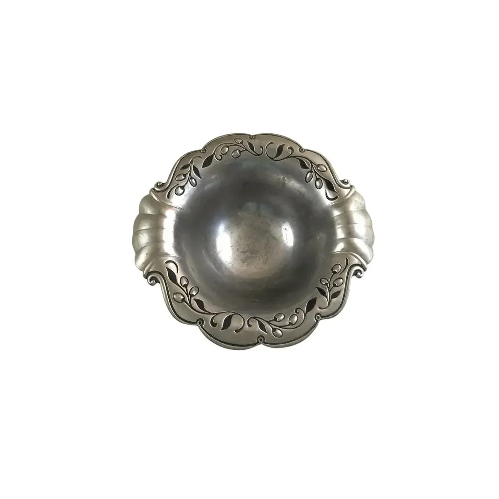 Lenox Pewter Bowl Salad Serving Centerpiece Olive Branch 15